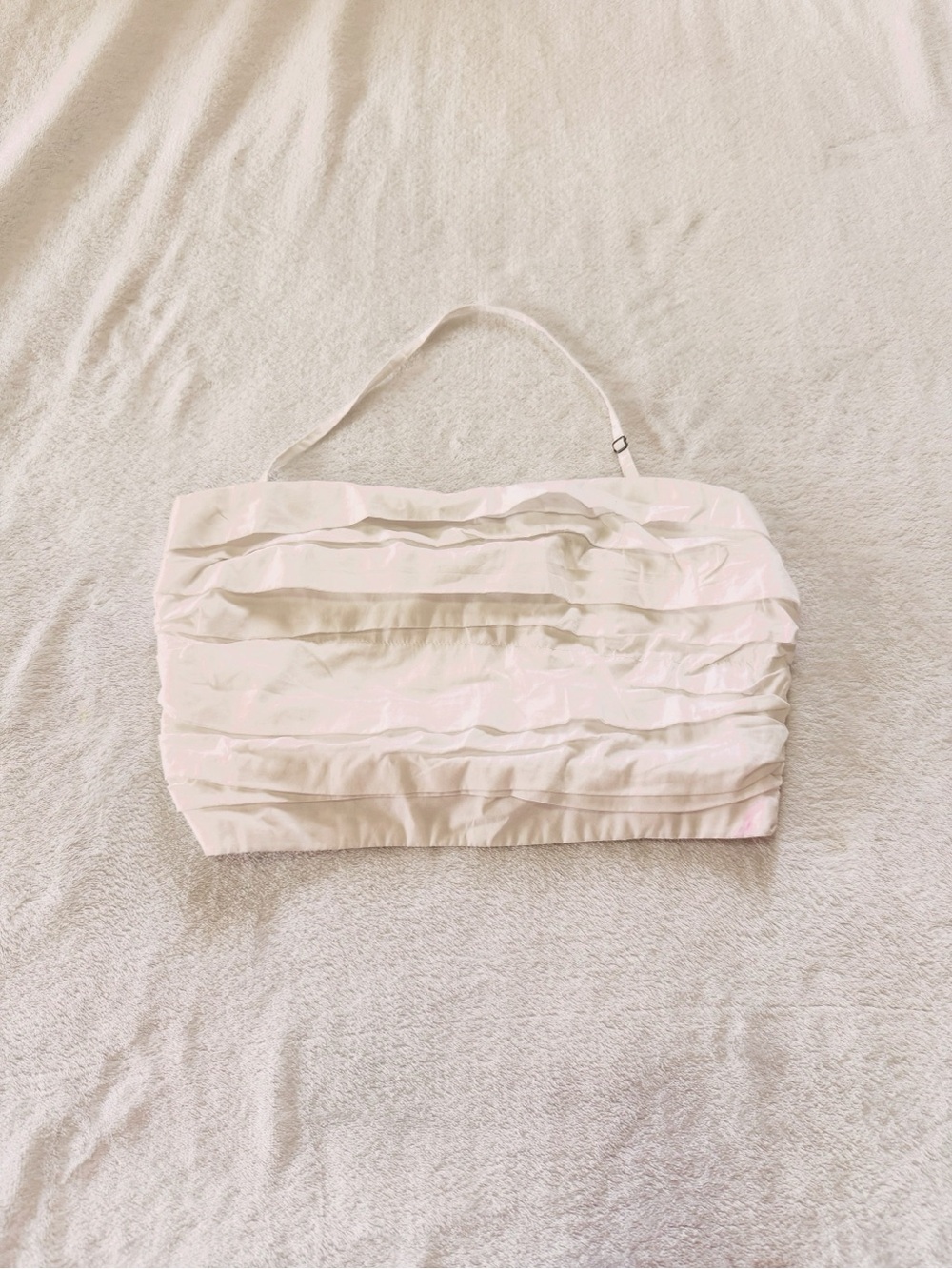 Abercrombie & Fitch Cream Ruffled Strapless Crop Top